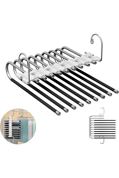 GENERAL Mohadjia Space-Saving Pants Hangers, 9-Layer Non-Slip Stainless Steel...