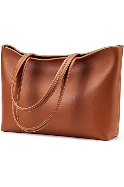 GENERAL Large Tote Bag Zipper Closure Pu Leather Women's Handbag Casual Big P...