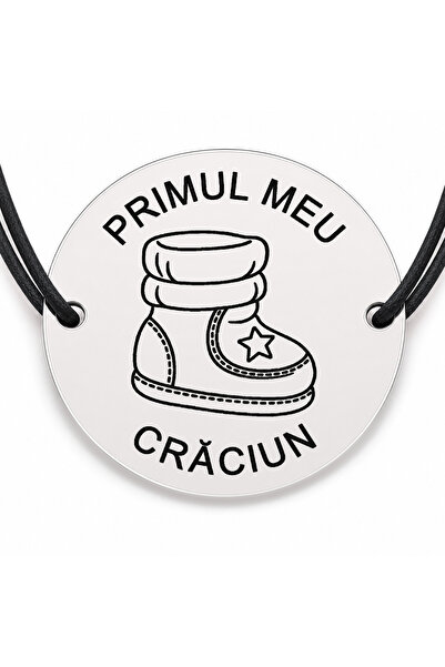 Simoshop Brățară argint 925 cu bănuț gravat botoșel cu steluță, șnur negru re...