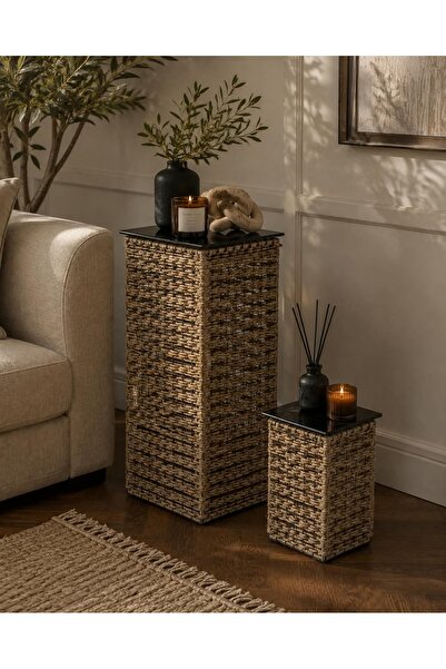 Egindra Metal Wire Mesh Woven 2-Piece Coffee Table Basket Set Vintage Look Ru...