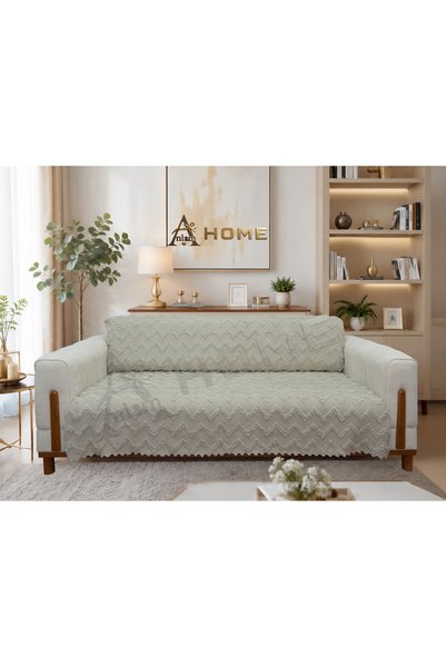 AnlamHome Sakallı Şönil Çekyat Örtüsü 175x220 cm Kabartmalı Desenli Koltuk Ka...