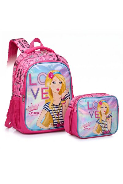 astral kids Cartoon Barbie School Backpack and Lunchbox Set of 2