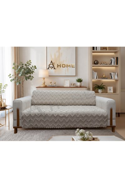 AnlamHome Sakallı Şönil Çekyat Örtüsü 175x220 cm Kabartmalı Desenli Koltuk Ka...
