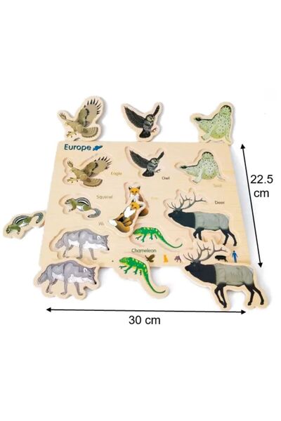 Generic Brand Puzzle Montessori pentru descoperirea animalelor Europei și dez...