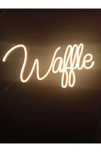 Genel Markalar Waffle Yazılı Neon LED Tabela Büyük Boy 46x22 cm Gün Işığı Ren...