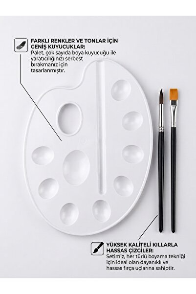 Palet Sanat Resim Paleti ve Resim Fırça Seti Ressam Paleti Boyama Fırçası Akr...