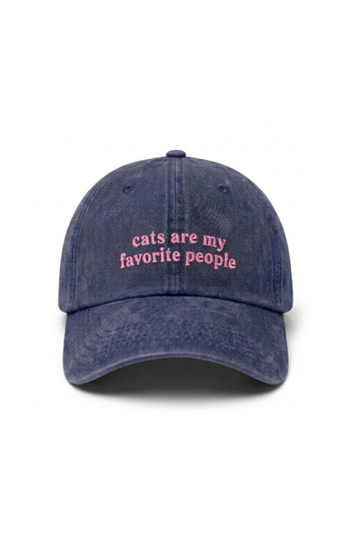 Tresore Cats Are My Favorite People Embroidered Cotton Fabric Washable Cap / ...