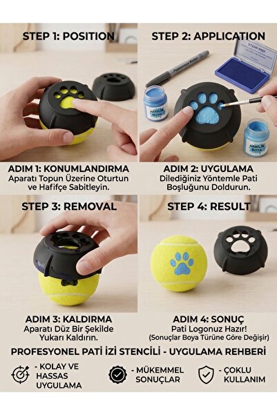 Genel Markalar 3D PLA Tenis ve Spor Topu İşaretleyici Profesyonel Pati İzi St...