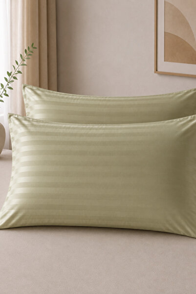 Loyal Home Set of 2 Cotton Satin Striped Pillowcases - 83 Thread Count (210 T...
