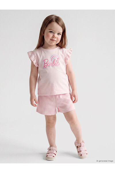 LC Waikiki Barbie Printed Baby Girl Shorts Set