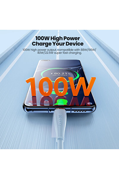 Toocki PD 100W (6A) 1.2M (USB A TO Type-C) Fast Charging Cable 480Mbps High-Speed Data Sync Smart Safety Chip TPE Skin-Friendly Cord working for Multiple Phones and Devices