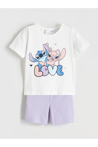 LC Waikiki Lilo & Stitch Printed Baby Girl Shorts Pajamas Set