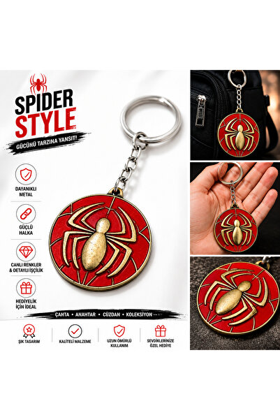 FG KONNİCHİWA 🕷️   Spider-Man Spider-Themed Metal Keychain