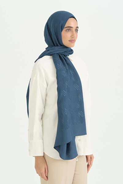 Nihan Logo Pattern Naia Cotton Shawl - Petrol