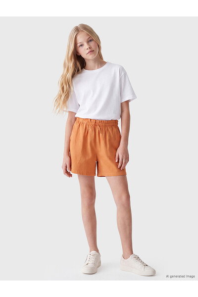 LC Waikiki Two Mt Shop Quality Lcw Kids Orange Basic Girls' Shorts