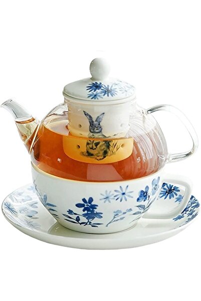 GENERAL Porcelain Tea Set for One Person, Made of Ceramic, Includes a Teapot,...
