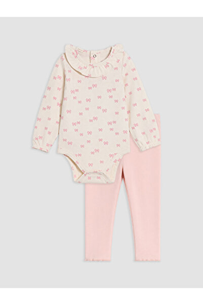 LC Waikiki Bow Patterned Baby Girl Set