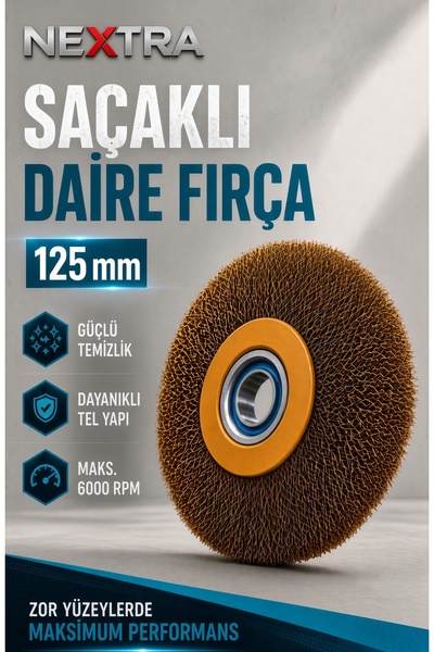 NEXTRA 125mm Saçaklı Daire Tel Fırça - Taşlama Motoru için Paslanmaz Çelik Zı...