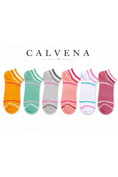 Calvena Women's 6 Pairs Rally Booties Mixed Color Cotton Booties Socks
