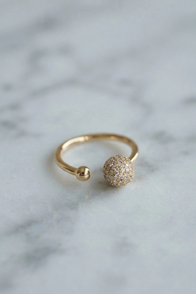 shopwave Gold Color Zircon Stone Topcuk Model Women's Ring