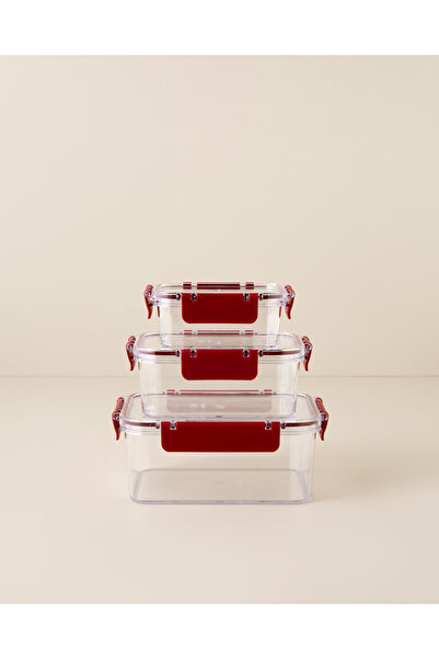 English Home Recipient de depozitare Ador, set de 3, 375-800-1700 ml, Roșu Cl...