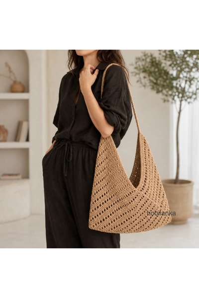 hobilanka Hand-Knitted Unlined Straw Bag