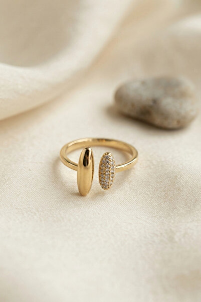 shopwave Gold Color Oval Tip Double Sided Open Women's Ring