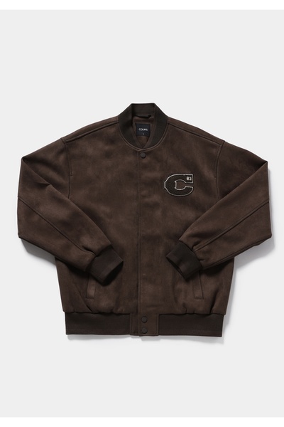 Colin's Regular Fit Round Collar Buttoned Lined Men's Brown Coat Pu