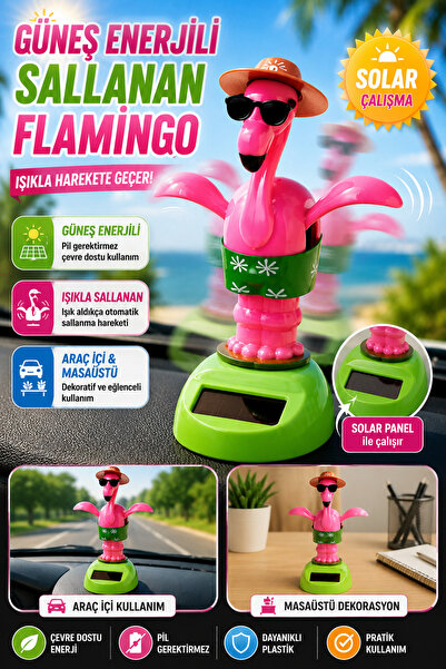 Hane Dostu Güneş Enerjili Solar Sallanan Flamingo Dekoratif Hareketli Araç İç...