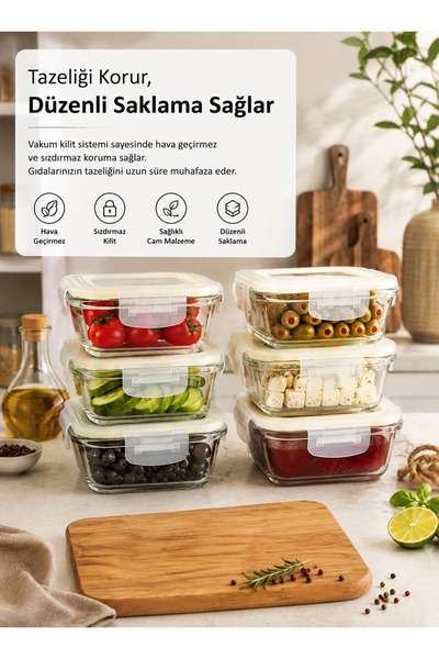 6’lı 400 ML Premium Cam Saklama Kabı Seti – Şık, Dayanıklı ve Çok Amaçlı Mutfak Saklama Çözümü