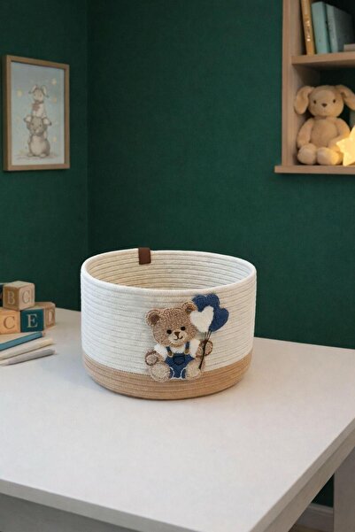 Empressco Cute Teddy Bear Embroidered Storage Box, Kids Room Organizer (20X16)