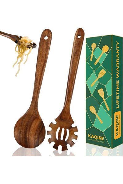 GENERAL Wooden Spoons for Cooking, Teak Wood Kitchen Utensils, Cooking Utensi...