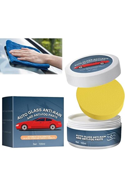 GENERAL Car Glass Cleaner with Sponge, Azone Car Glass Oil Film Cleaning Past...