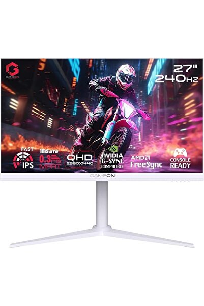 GENERAL شاشة كمبيوتر موديل GOA27QHD240IPS من جيم اون، شاشة ألعاب بيضاء 27 بوص...