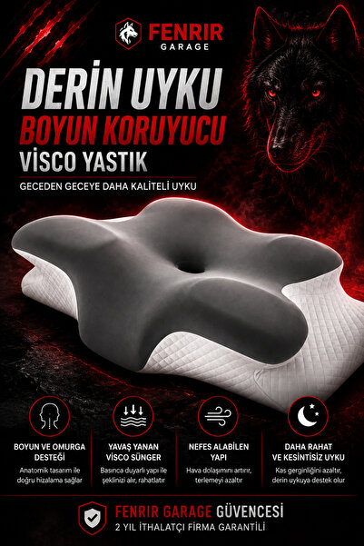 Fenrir Garage Derin Uyku Boyun Destekli Visco Yastık – Ergonomik Hafızalı Sün...