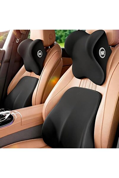 Vinnatsu Car Lumbar and Neck Support Pillow Set with Ergonomic Backrest and A...