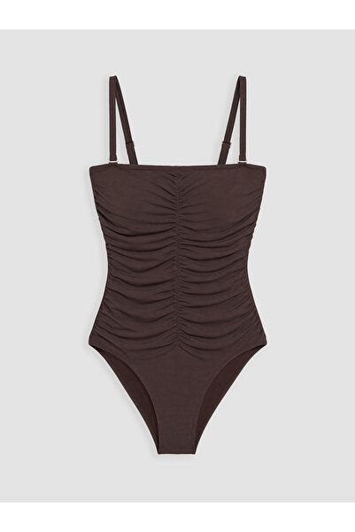 LC Waikiki Alita city women's ruched swimsuit with a distinctive heart neckline