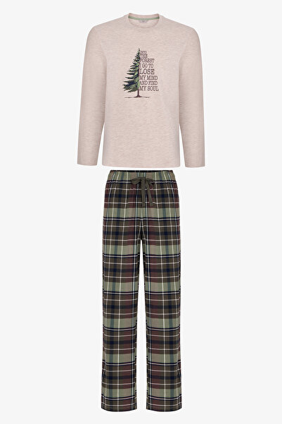 Penti Set de pijamale pentru bărbați, cu pantaloni în carouri Pine Forest și ...