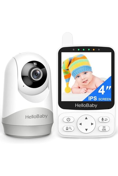 HelloBabymon جهاز مراقبة الأطفال HelloBaby مع كاميرا وصوت، شاشة IPS 4 بوصة، ك...