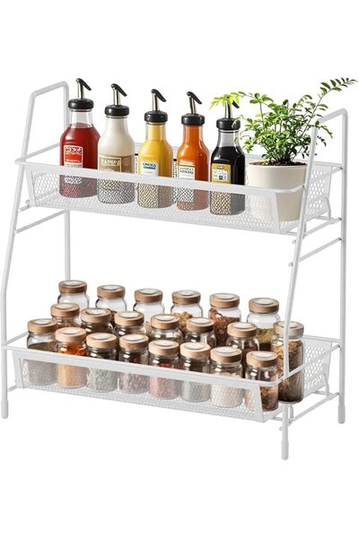 URbazaar 2-Tier Spice Rack Organizer for Kitchen Counter, the organizer for b...