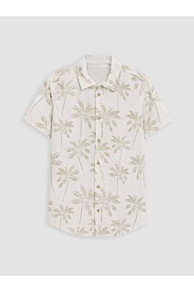 LC Waikiki Rmz Gi̇yi̇m Farkiyla Palm Tree Embroidered Boys' Shirt