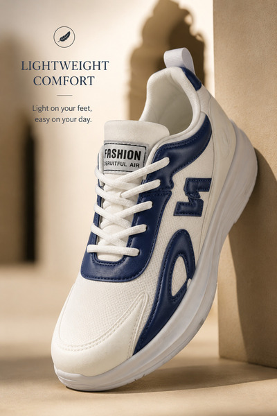 Generic Brand Trendy Color‑Contrast Men Mesh Sneakers, Soft Elastic Platform ...