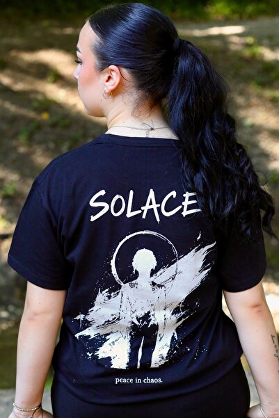 Generic Brand Divertis Tricou Unisex SOLACE, print spate siluetă cu nimb, 100...