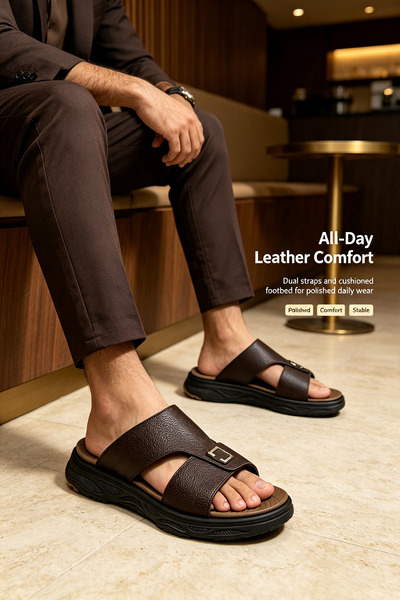SoftSole KSA صنادل رجالية بحزام مزدوج، نعال كاجوال للأعمال مزودة بمشبك قابل ل...