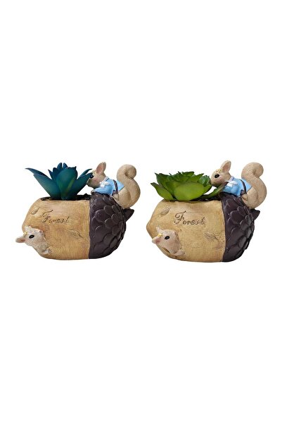 Maple Leaf Home Cement Squirrel Planter with Plants