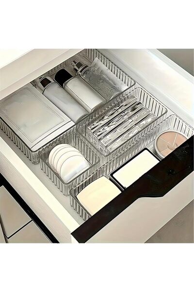 GENERAL 10 Pack Desk Drawer Organisers, 3 Size Plastic Drawer Storage Bins fo...