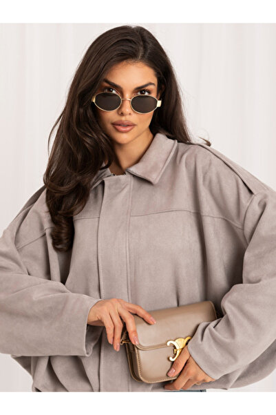 Italy Moda Women's Jacket High Collar, Polyester, ITALY MODA, Summer Gray