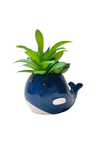 Maple Leaf Home Ceramic Whale Planter with Plant