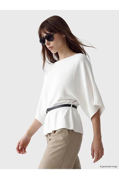 LC Waikiki Boat Neck Bat Sleeve Women's Knitwear Sweater (W6)