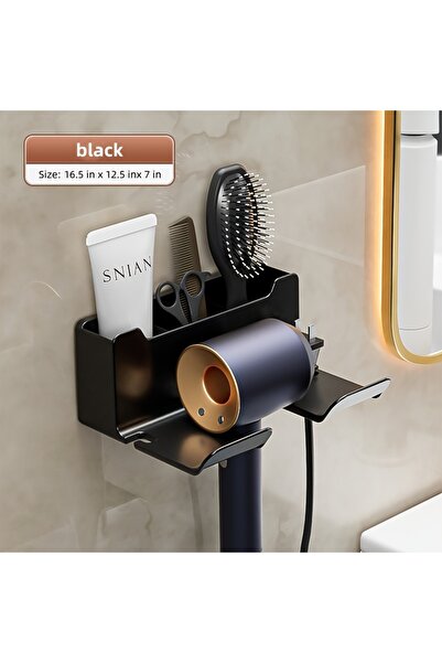 Choice1 Black 1pcBathroom Shelf Dryer Cradle Wall Shelves Hair Dryer Holder S...
